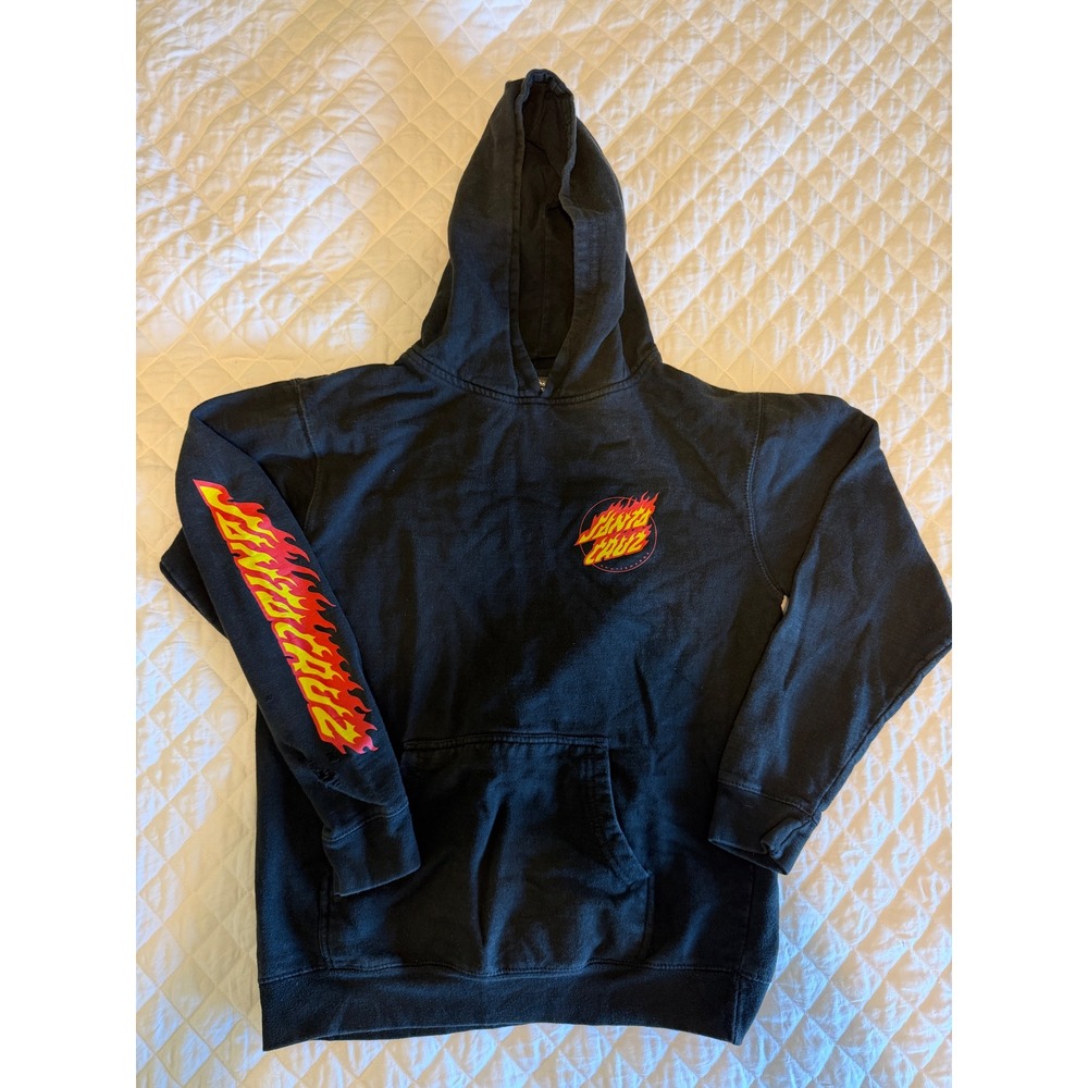 Santa Cruz Skateboards Mens Large Black Flame Screaming Hand Pullover Hoodie
